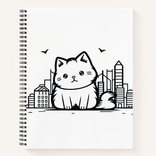 Cat Cityscape Furry Niedlich Vector Graphic Notizblock (Vorderseite)