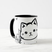 Cat Cityscape Furry Niedlich Vector Graphic Tasse (Vorderseite Links)