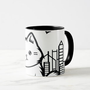 Cat Cityscape Furry Niedlich Vector Graphic Tasse