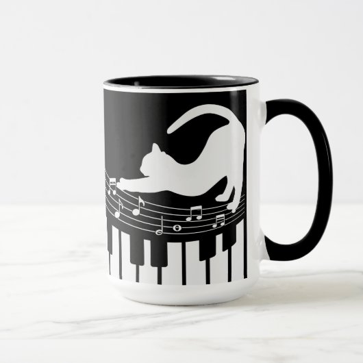 Cat Classic Jazz Piano Keyboard Player Kaffee Tasse (Rechts)