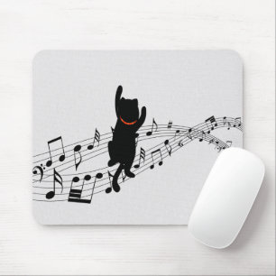 Cat Climbing Music Staff Mousepad