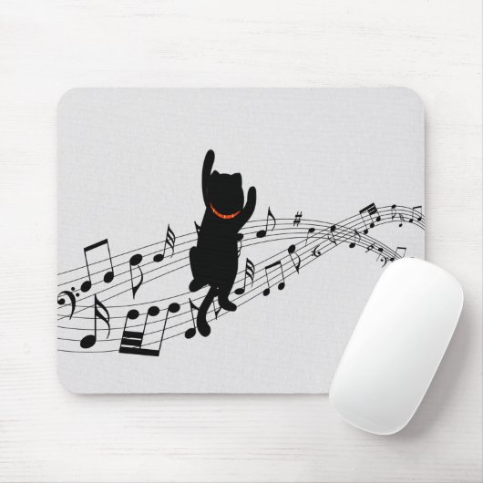 Cat Climbing Music Staff Mousepad (Mit Mouse)