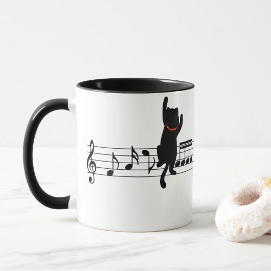 Cat Climbing - Musik Tasse (Mit Donut)