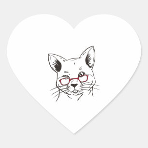 Cat Clipart Herz-Aufkleber