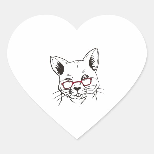 Cat Clipart Herz-Aufkleber (Vorderseite)