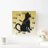 Cat Clock Black Cats Verziert Moderne CricketDiane Quadratische Wanduhr (Zuhause)