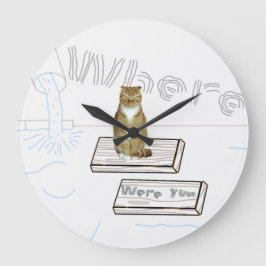 cat clock | funny clock | pet clock | cute cat große wanduhr