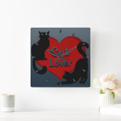 Cat Clock Niedlich Cat Lover Wall Clock Cat Decke Quadratische Wanduhr (Zuhause)