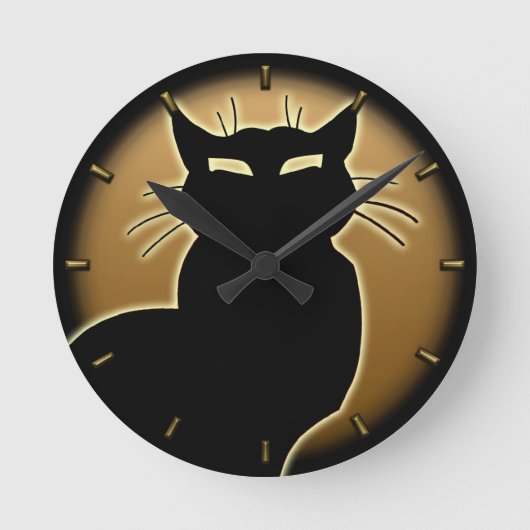 Cat Clock Niedlich Cat Lover Wall Clock Cat Decke Runde Wanduhr (Vorderseite)