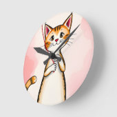 Cat Clock Runde Wanduhr (Winkel)