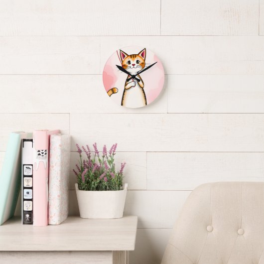Cat Clock Runde Wanduhr (Lesesaal)