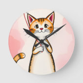 Cat Clock Runde Wanduhr (Vorderseite)