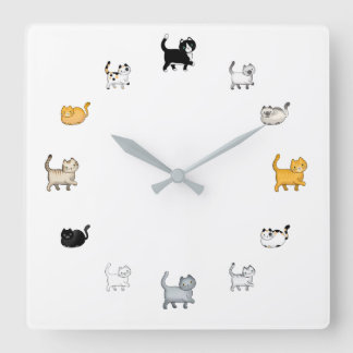 Cat Clock, Square Quadratische Wanduhr