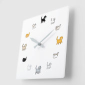 Cat Clock, Square Quadratische Wanduhr (Winkel)