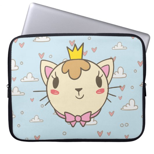 Cat Cloud Herz Textur Kitten Laptopschutzhülle (Vorderseite)