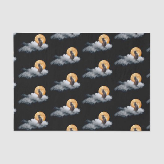 Cat Cloud Moon Tissue Paper Seidenpapier (Vorderseite)