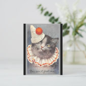 Cat Clown Vintage Abbildung Postkarte (Stehend Vorderseite)