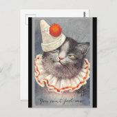 Cat Clown Vintage Abbildung Postkarte (Vorne/Hinten)