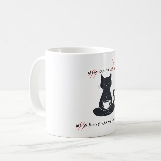  Cat + Coffee = Claws” Minimalist Design  Kaffeetasse (Vorderseite Links)