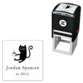 Cat & Coffee Ex Libris Personalisiertes Buch Permastempel (Beispiel)