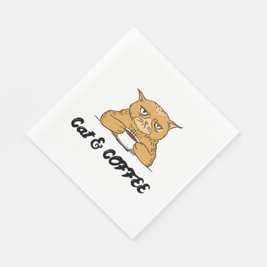 Cat & Coffee Funny Cat Kaffee Design Geschenk Idee Serviette (Ecke)