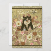 Cat Coffee Lovers Collage Style Hochzeit Einladung (Rückseite)