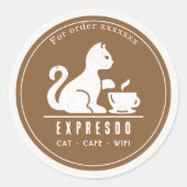 Cat Coffee Shop Personalized Branding Runder Aufkleber (Vorderseite)