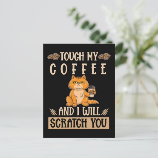 Cat Coffee Spaß Angry Kitten Postkarte (Stehend Vorderseite)