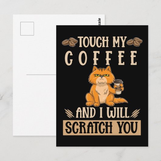 Cat Coffee Spaß Angry Kitten Postkarte (Vorne/Hinten)