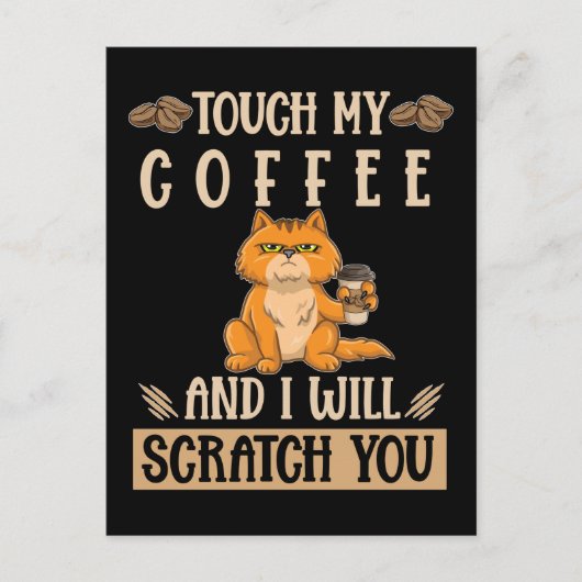 Cat Coffee Spaß Angry Kitten Postkarte (Vorderseite)