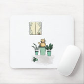 Cat Coffee Window Planters Green Mousepad (Mit Mouse)