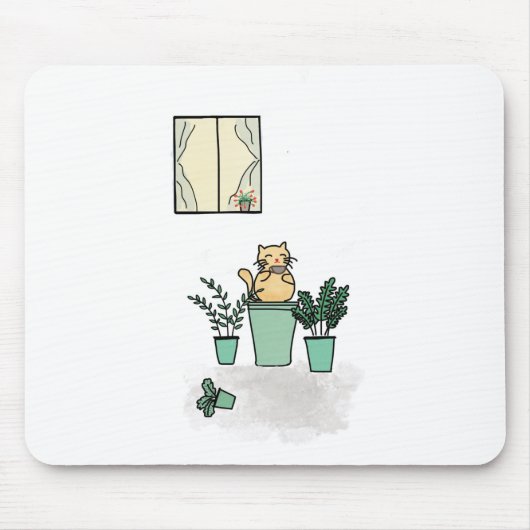 Cat Coffee Window Planters Green Mousepad (Vorne)