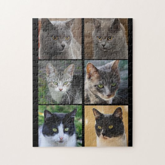 Cat Collage kitty Stimmen Schwarz-weiß grau Tabby Puzzle (Vertikal)