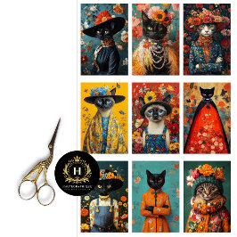 Cat Collage Small Projects Junk Journal-Decoupage Seidenpapier