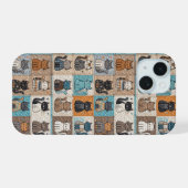 Cat Collection Quilt Muster iPhone 15 Hülle (Rückseite (Horizontal))