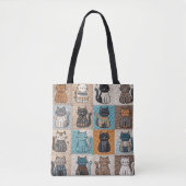 Cat Collection Quilt Muster Tasche (Vorderseite)
