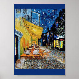 Cat Colony, Night Café Parody, Van Gogh Poster