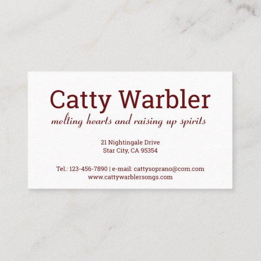 Cat coloratura soprano lustig visitenkarte (Rückseite)