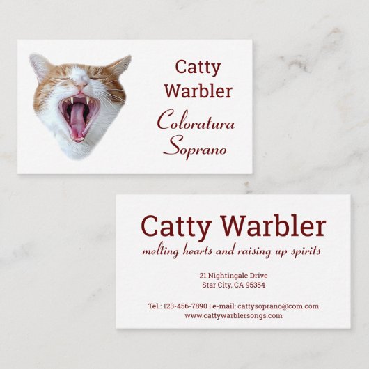 Cat coloratura soprano lustig visitenkarte (Vorne/Hinten)