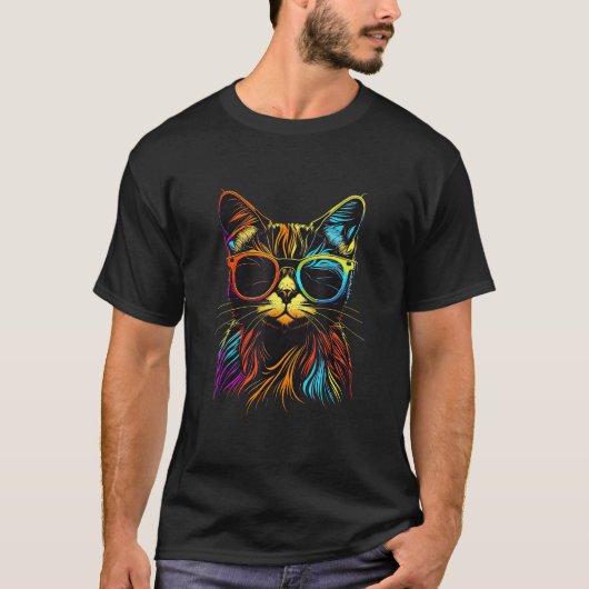 Cat Colorful Cool Kitty Cat 2 T-Shirt (Vorderseite)