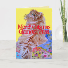 Cat Colorful Quilt Frohe Weihnachts Pusskarte Karte