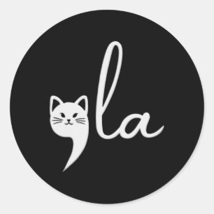 Cat Comma-la Kamala Harris Präsident 2024 Runder Aufkleber