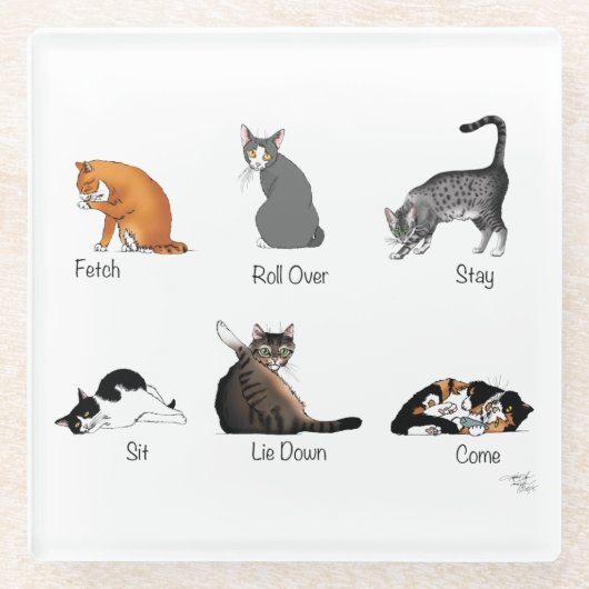 Cat Commands Glasuntersetzer (Vorderseite)