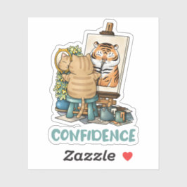 Cat Confidence Self Portrait of Tiger Aufkleber