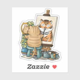 Cat Confidence Self Portrait of Tiger Aufkleber