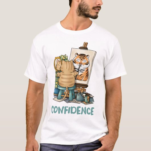Cat Confidence Self Portrait of Tiger T-Shirt (Vorderseite)