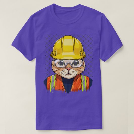 Cat Construction Worker Feline Cat Kitten  T-Shirt (Design vorne)