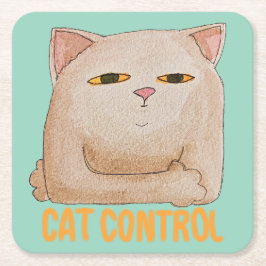 Cat Control Rechteckiger Pappuntersetzer
