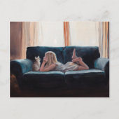 Cat Conversation Figurative Art Postkarte (Vorderseite)