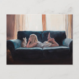 Cat Conversation Figurative Art Postkarte